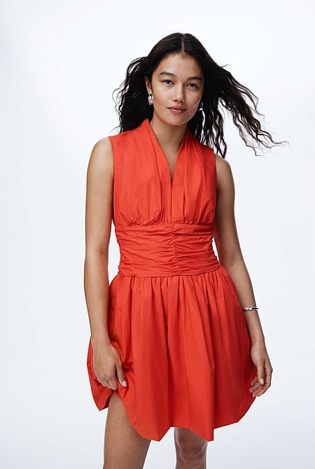 Gathered Hem Mini Dress