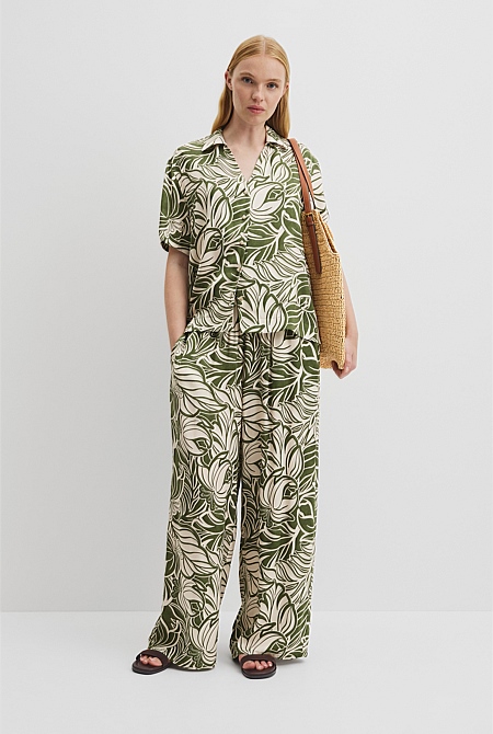 Print Short Sleeve Cupro Shirt