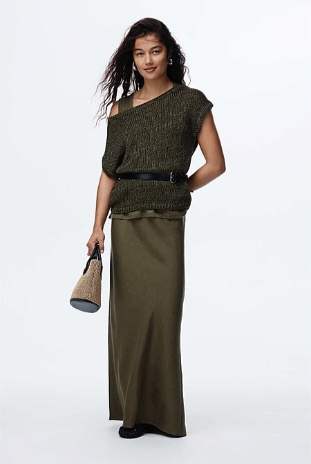 Asymmetric Tape Knit T-Shirt