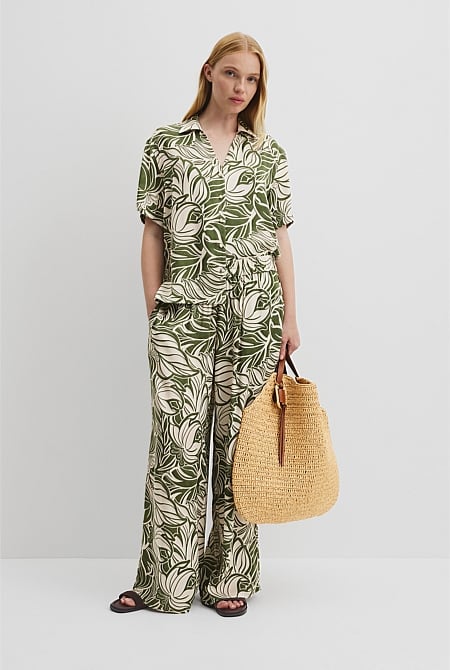 Print Pull On Cupro Pant