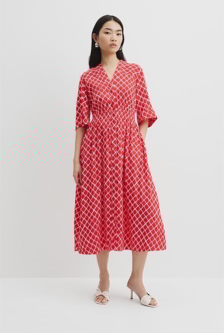 Organically Grown Linen Print Shirt Dress