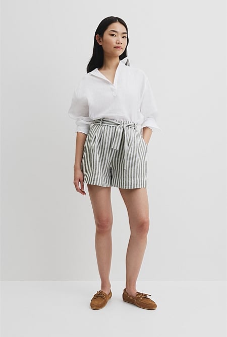 Organically Grown Linen Tuck Front Short
