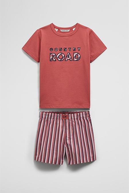Australian Cotton Stripe Boxer Pyjama Set
