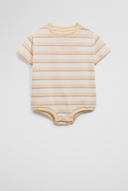 Organically Grown Cotton Oversize Stripe Short Sleeve Bodysuit