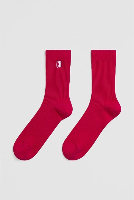 Australian Cotton Blend CR Ribbed Three Quarter Crew Sock