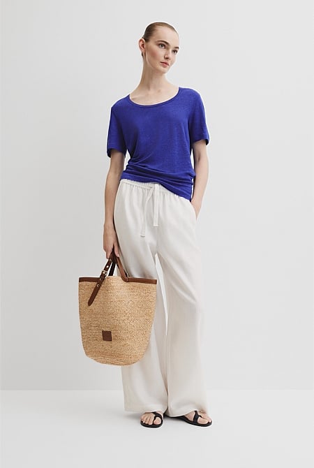 Linen Scoop Neck T-Shirt