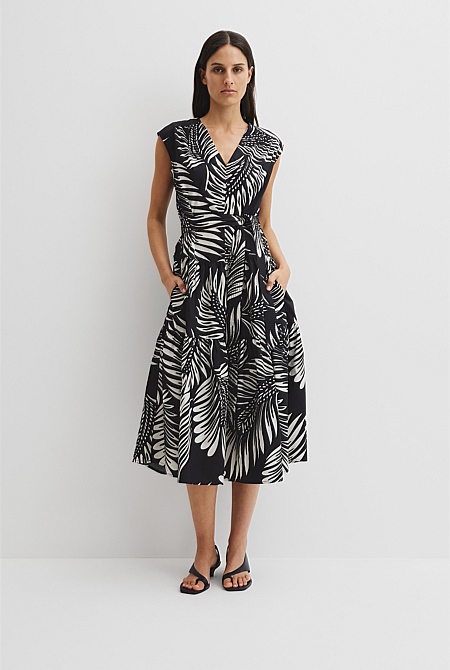 Print Tiered Midi Dress