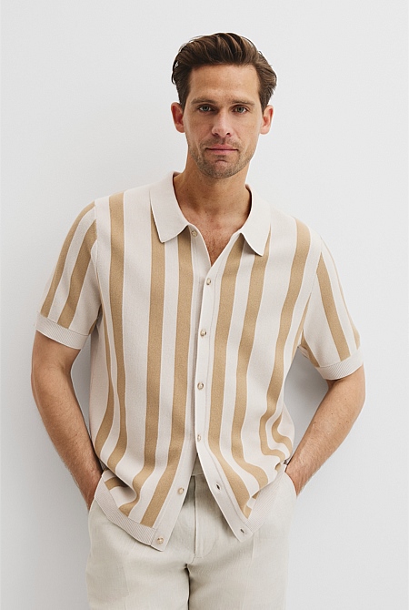 Organically Grown Cotton Stripe Knit Shirt