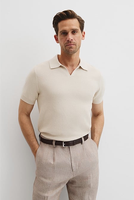Australian Cotton Textured Knit Polo