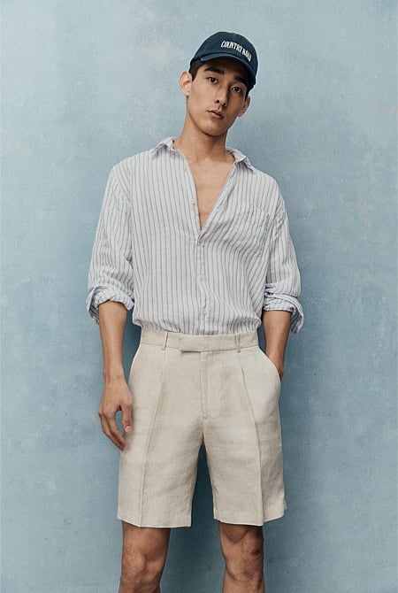 Herringbone Linen Tailored Short