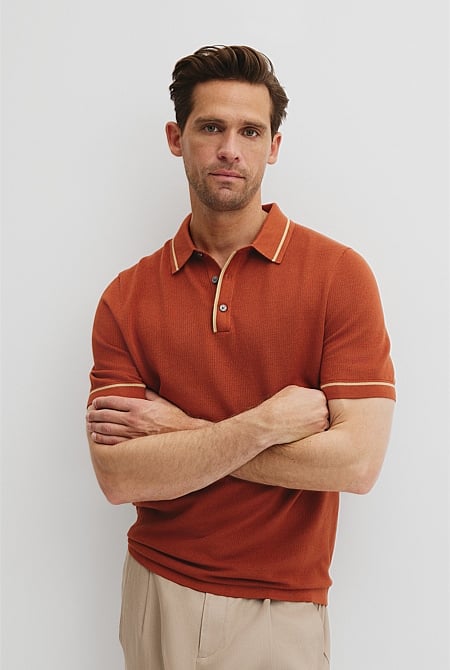 Australian Cotton Silk Tipped Knit Polo