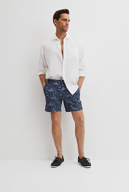 Recycled Polyester Beach Print Swim Short