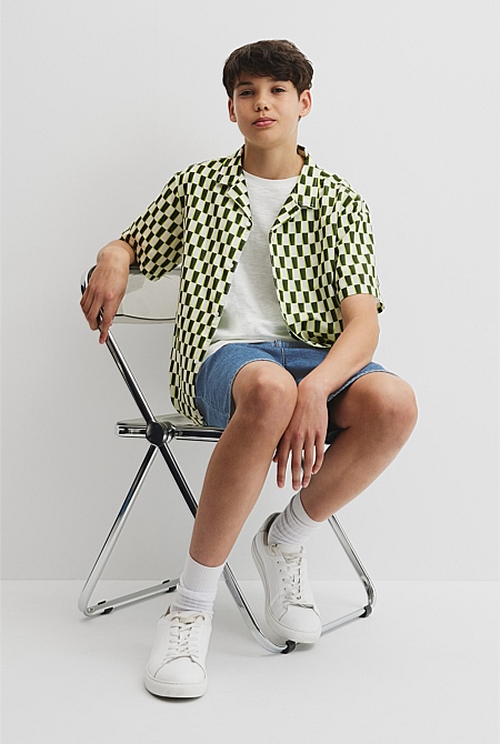 Teen Short Sleeve Geometric Print Shirt