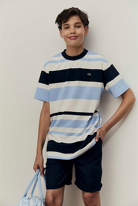 Teen Australian Cotton Relaxed Fit Stripe T-Shirt