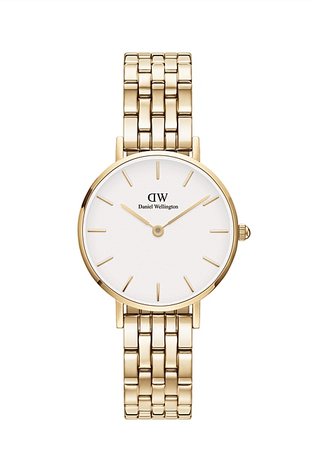 Petite 28 5-link Gold & White Watch