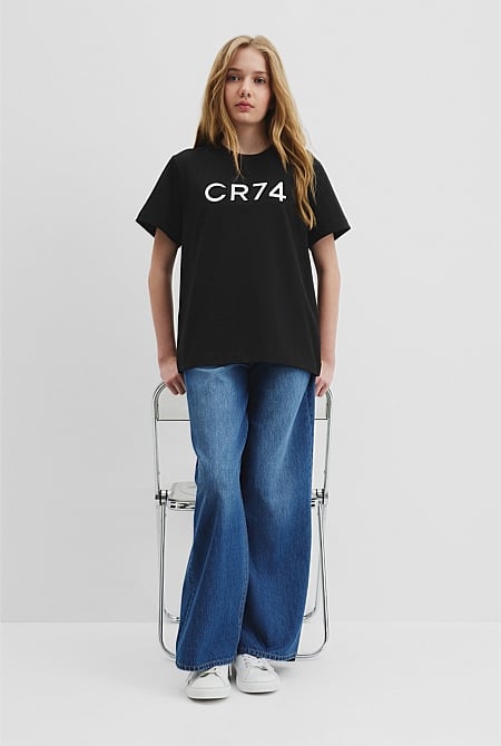 Teen Cotton Blend Longline Logo T-Shirt