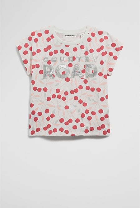 Organically Grown Cotton Sequin Logo T-Shirt