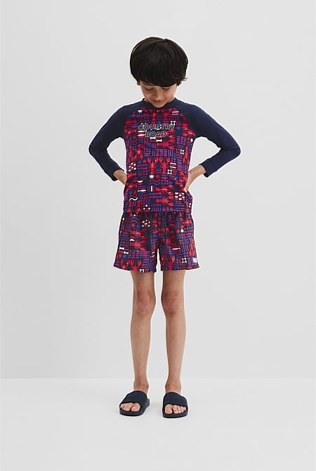 Lobster Geometric Rash Vest