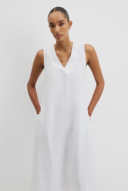 Organically Grown Linen Sleeveless V-Neck Linen Dress