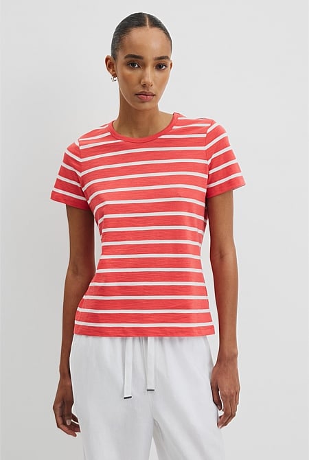 Stripe Australian Good Earth Cotton Slub T-Shirt