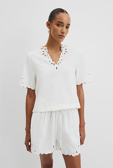 Cutwork Short Sleeve Popover