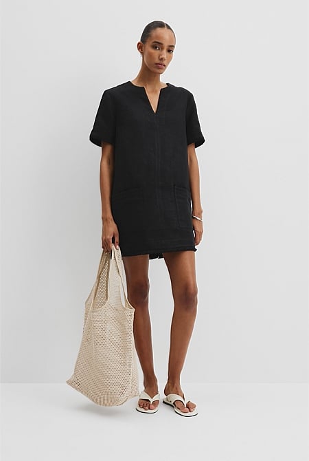 Organically Grown Linen Frayed Popover Dress