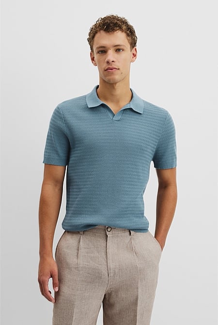 Organic Cotton Wave Knit Polo