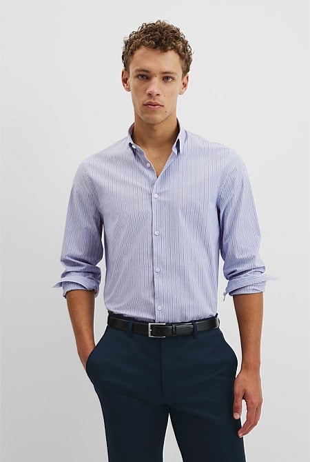 Long Sleeve Cotton Stretch Strap Shirt