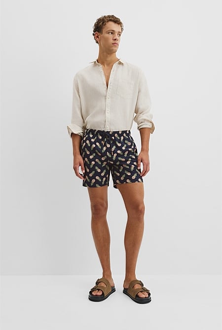 Recycled Polyester Blend Pineapple Print Swim Straight