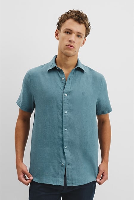 Regular Fit Organically Grown Linen Short Sleeve Shirt