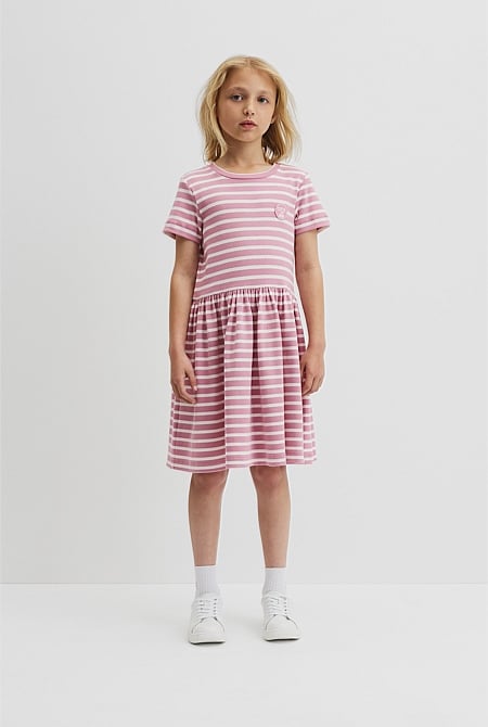 Gathered Rib T-Shirt Dress