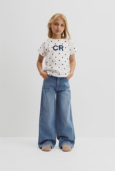 Organically Grown Cotton CR Sequin Logo T-Shirt