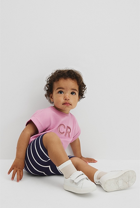 Organically Grown Cotton CR Sequin Logo T-Shirt