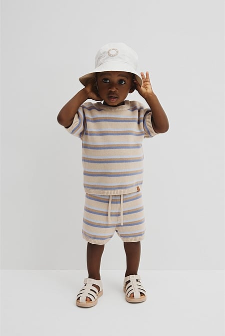 Relaxed Stripe Knit T-Shirt