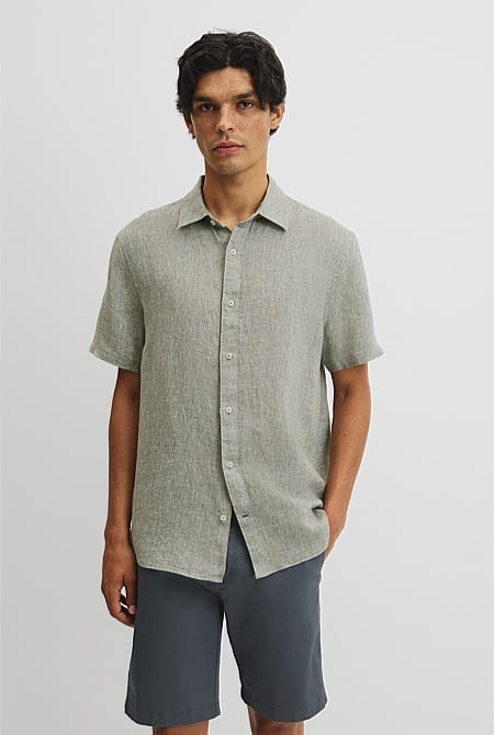 Organically Grown Linen Regular Fit Short Sleeve Shirt
