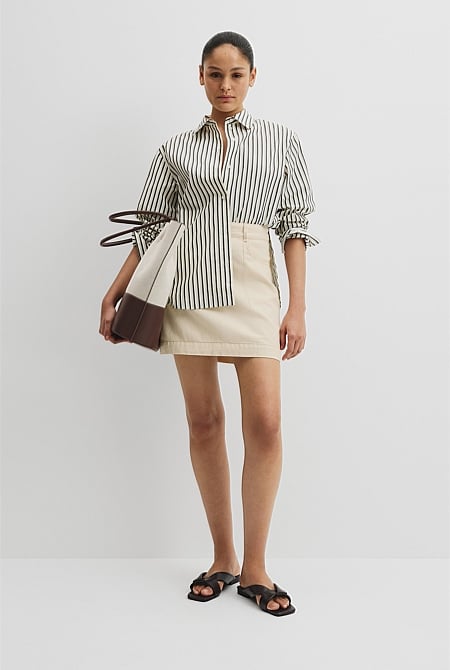Organically Grown Cotton Stripe Poplin Shirt
