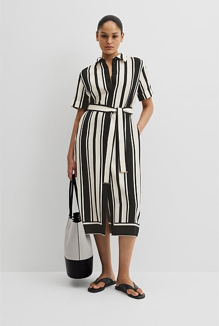 Stripe Midi Shirt Dress