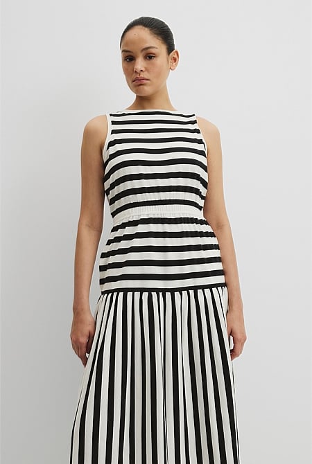 Australian Cotton Stripe Midi Tank Dress