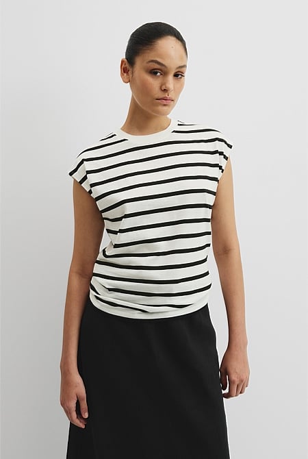 Crew Neck Slub Stripe T-shirt