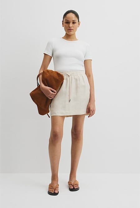 Pull On Linen Skirt