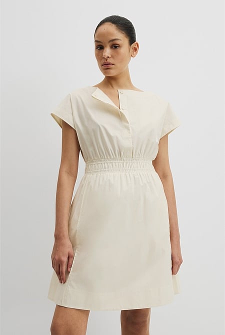 Australian Cotton Shirred Waist Mini Dress
