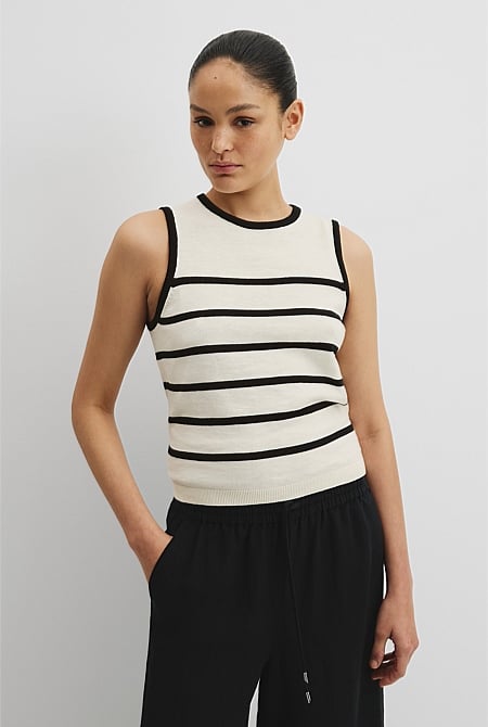 Organically Grown Cotton Linen Blend Stripe Tank