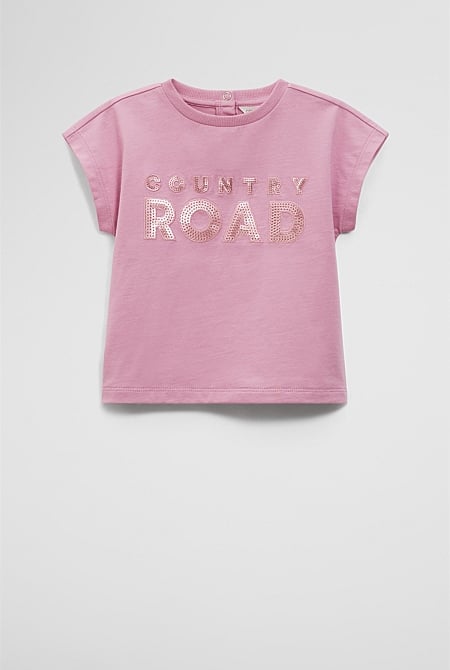 Organically Grown Cotton Sequin Logo T-Shirt