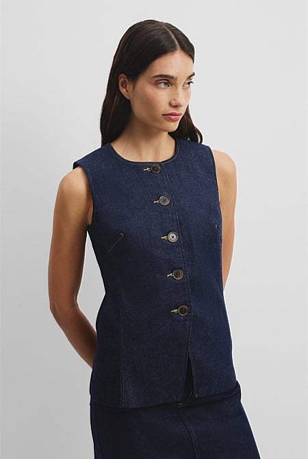 Recycled Cotton Denim Sleeveless Top