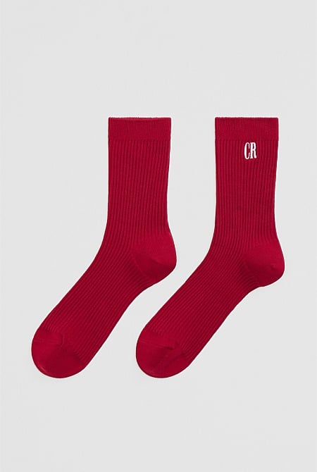 Australian Cotton Blend CR Ribbed Three Quarter Crew Sock