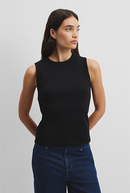 Australian Cotton Blend Fitted Rib Tank