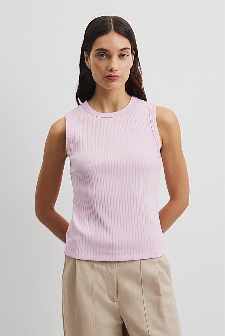 Australian Cotton Blend Fitted Rib Tank
