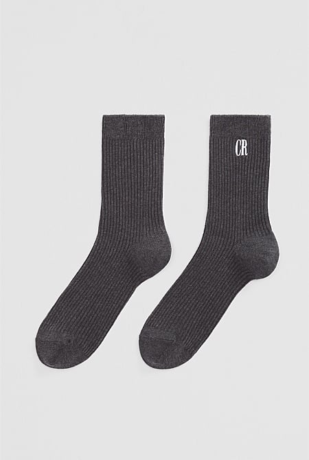 Australian Cotton Blend CR Ribbed Three Quarter Crew Sock