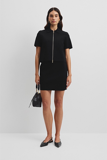 Short Sleeve Compact Zip Knit