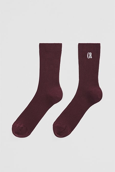 Australian Cotton Blend CR Ribbed Three Quarter Crew Sock